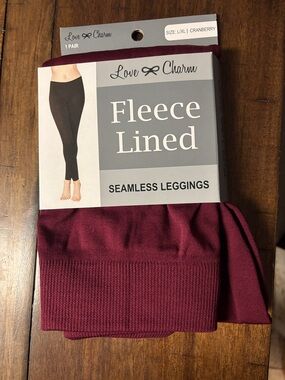 Cranberry Fleece-Lined Seamless Leggings